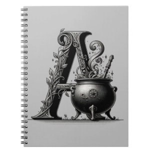 Cuaderno Caldero de Bruja Inicial de Letra A Grimorio