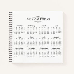 Cuaderno Calendario 2024 simple pero elegante   Portátil