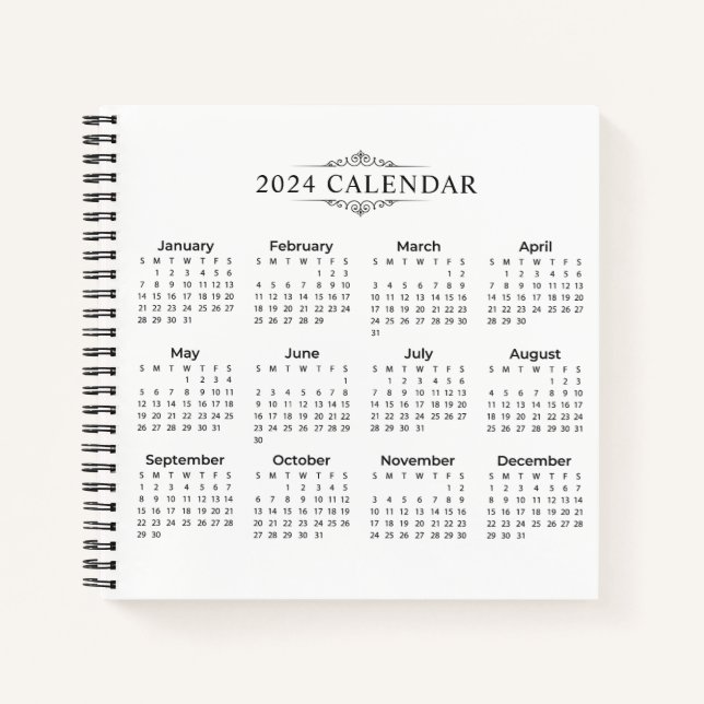 Cuaderno Calendario 2024 simple pero elegante | Portátil (Anverso)