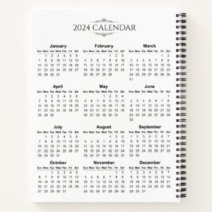 Cuaderno Calendario 2024 simple pero elegante   Portátil