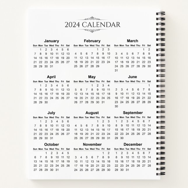Cuaderno Calendario 2024 simple pero elegante | Portátil (Reverso)