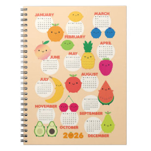 Cuaderno Calendario 2026 De 5 A Day Fruits De Kawaii