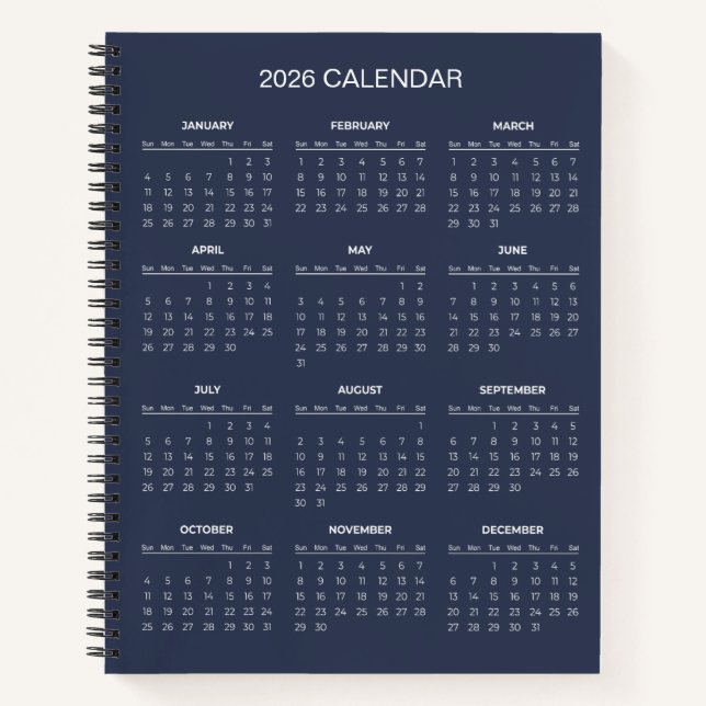Cuaderno Calendario 2026 Simple pero Elegante |  (Anverso)