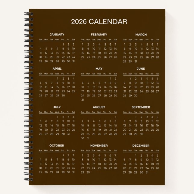 Cuaderno Calendario 2026 Simple pero Elegante |  (Anverso)