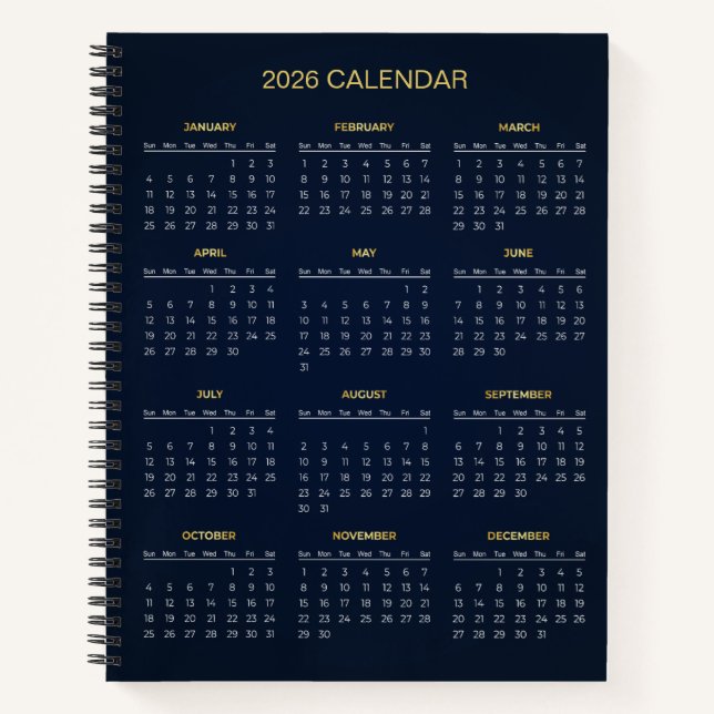 Cuaderno Calendario 2026 Simple pero Elegante |  (Anverso)