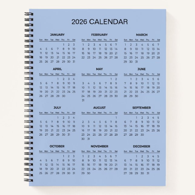 Cuaderno Calendario 2026 Simple pero Elegante |  (Anverso)