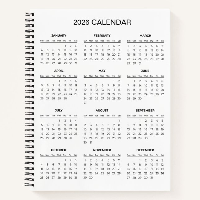 Cuaderno Calendario 2026 Simple pero Elegante |  (Anverso)