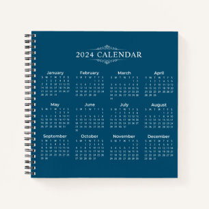 Cuaderno Calendario Azul 2024 simple pero elegante   Portát