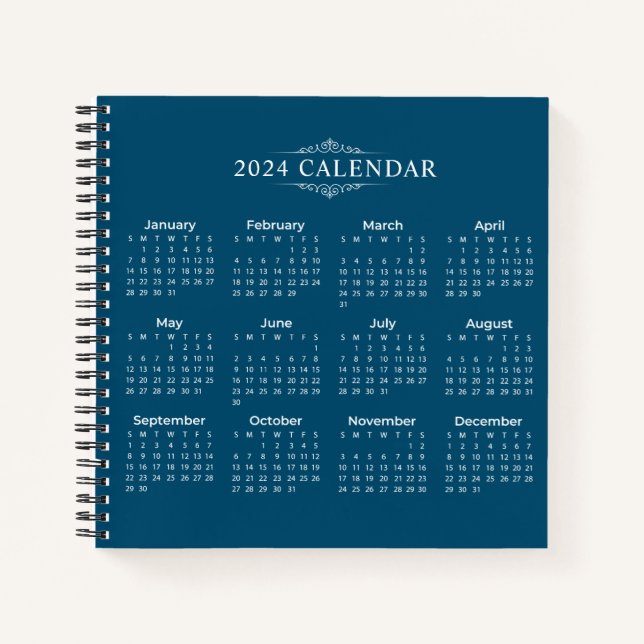 Cuaderno Calendario Azul 2024 simple pero elegante | Portát (Anverso)