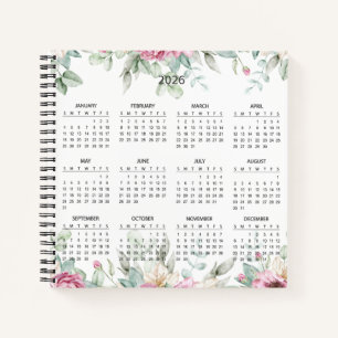 Cuaderno Calendario Botánico Simple y Elegante 2026   