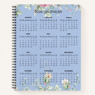 Cuaderno Calendario Botánico Simple y Elegante 2026 Cuade