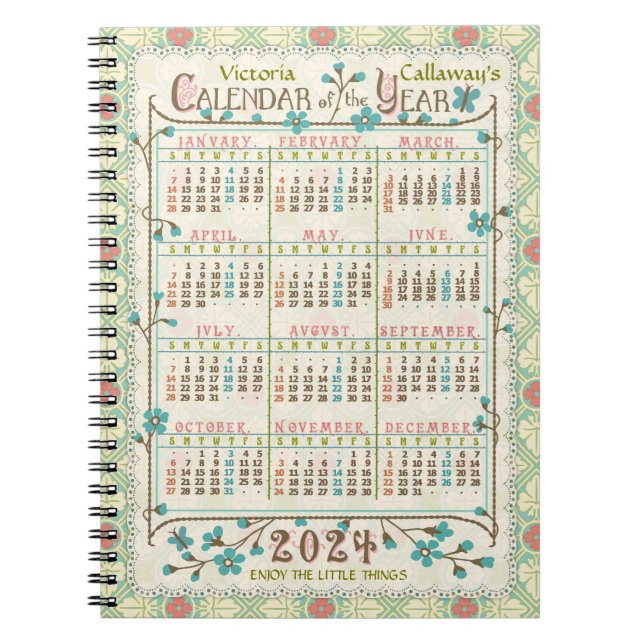 Cuaderno Calendario de 2024 Años: Art Nouveau victoriano |  (Frente)