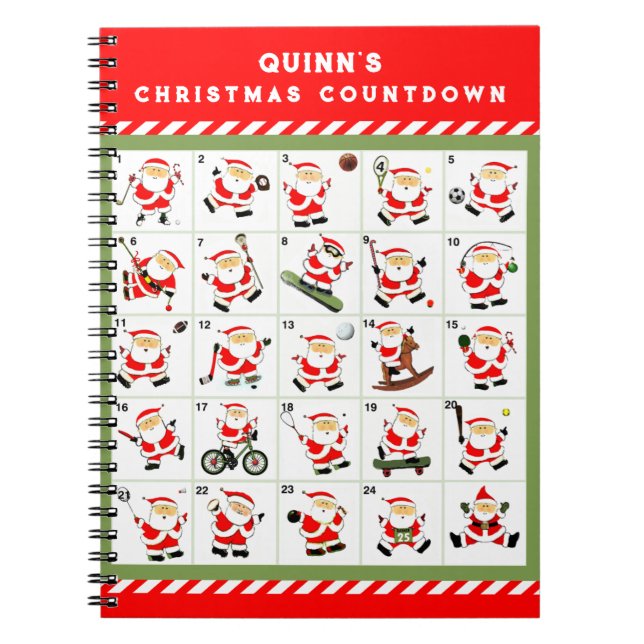 Cuaderno calendario de Navidades avanzados personalizado (Frente)