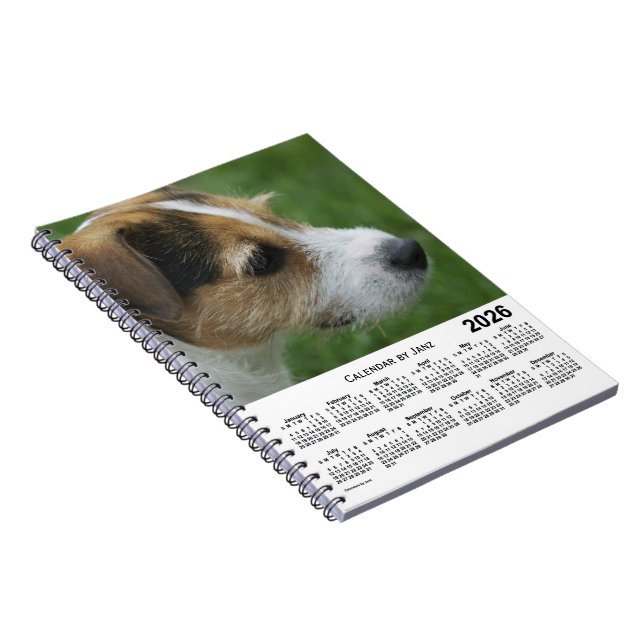 Cuaderno Calendario de Parson Russell Terrier 2026, por Jan (Lado Derecho)