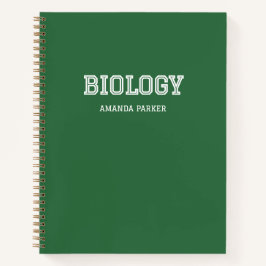 Cuaderno Calendario Escolar de Biología Personalizado Verde