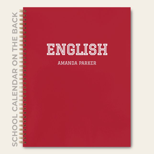 Cuaderno Calendario Escolar Personalizado en Inglés Rojo Ca (Subido por el creador)