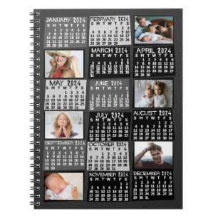 Cuaderno Calendario mensual 2024 Mod negro 6 Collage de fot