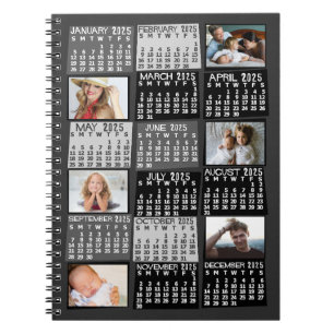 Cuaderno Calendario Mensual 2025 Negro Mod 6 Colaje de Foto