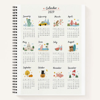 Cuaderno calendario minimalista lindo 2027