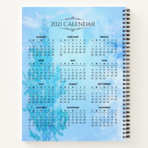 Calendario simple 2021 sobre nubes azules | Portát