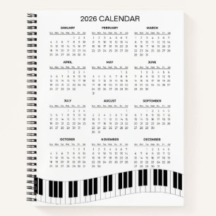 Cuaderno Calendario Simple 2026 con Teclas de Piano