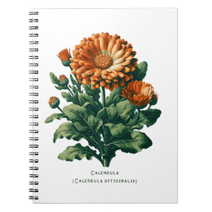 Cuaderno Calendula Flower Floral Herbal Journal