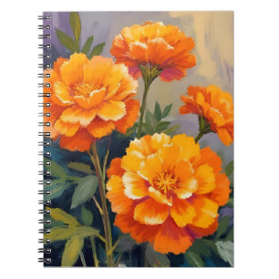 Cuaderno Caléndulas doradas Flores florales acuarela
