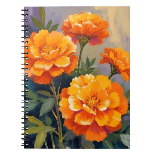 Cuaderno Caléndulas doradas | Flores florales acuarela (Frente)
