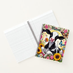 Cuaderno Calf en un vibrante país floral y mariposa maravil