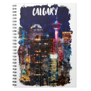 Cuaderno Calgary Alberta Skyline Por Noche
