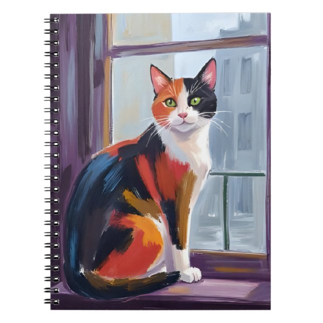 Cuaderno Calico Cat | Watercolor Windowsill Pet (Frente)