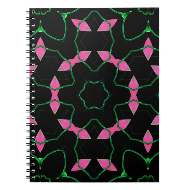 Cuaderno Calidoscopio de esmeralda y rosa  (Frente)