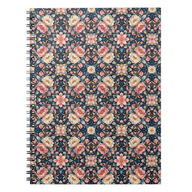 Cuaderno Calidoscopio floral moderno simétrico (Frente)
