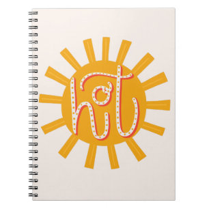 Cuaderno Caliente. Sol amarillo lindo divertido. Tipografía