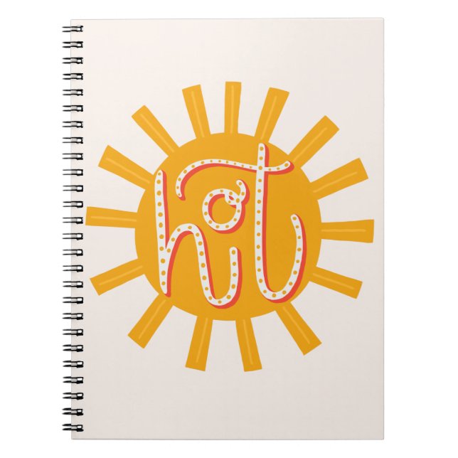 Cuaderno Caliente. Sol amarillo lindo divertido. Tipografía (Frente)
