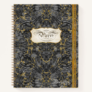 Cuaderno Caligrafía de guión de París Mármol vintage con or