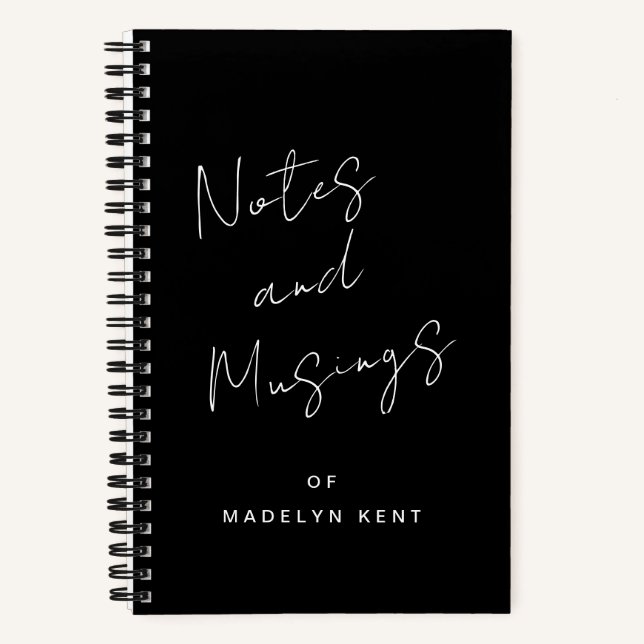 Cuaderno Caligrafía de guión personalizada en negro y blanc (Anverso)