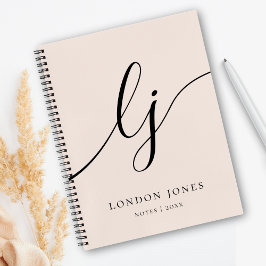 Cuaderno Caligrafía de Monograma Femenino 2 Iniciales Rosa 