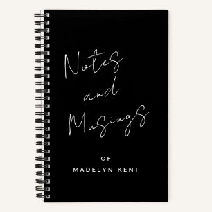Cuaderno Caligrafía de script personalizada en blanco y neg