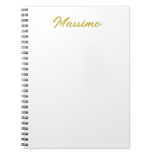 Cuaderno Caligrafía Elegante Oro Blanco Llano Nombre Simple
