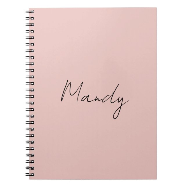 Cuaderno Caligrafía Elegante Rosa Plata de Oro Nombre simpl (Frente)