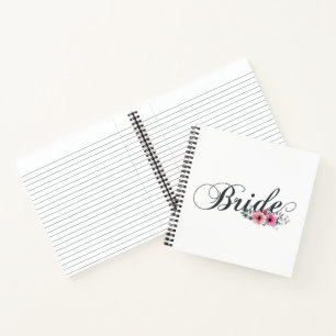 Cuaderno Caligrafía floral simple de novia Portátil