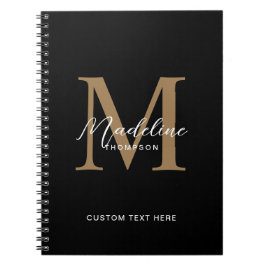 Cuaderno Caligrafía Negra Dorada Monograma de Llamada Mínim
