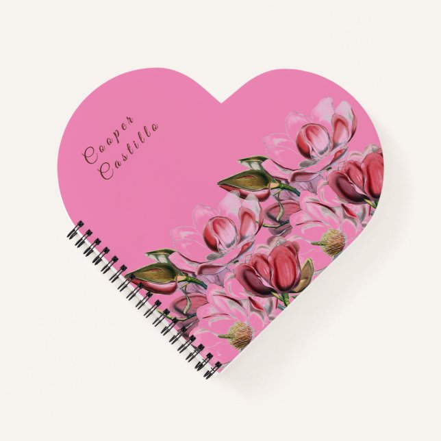 Cuaderno Caligrafía profesional simple rosa Magnolias (Anverso)