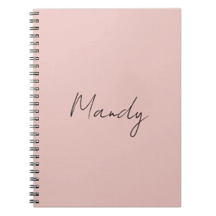 Cuaderno Caligrafía Rosa Dorada Elegante Sencillo Nombre Pl