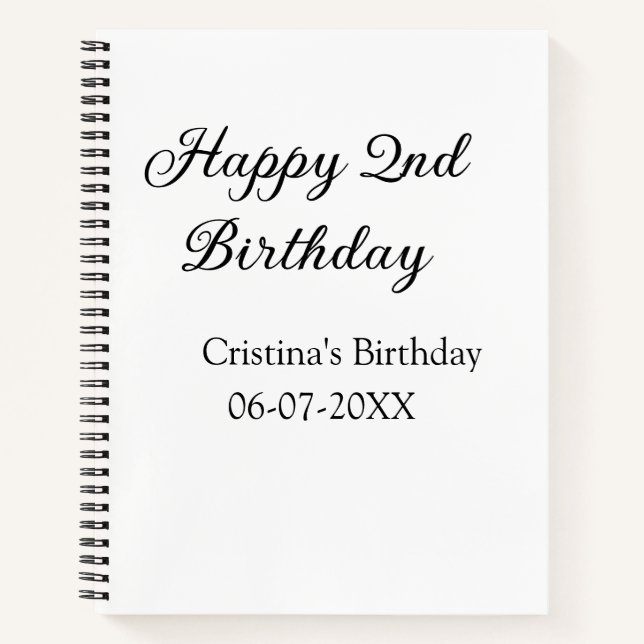 Cuaderno caligrafía simple minimalista feliz cumpleaños 2 (Anverso)