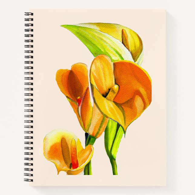 Cuaderno Calla lily blossom acuarela floral (Anverso)