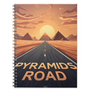 Cuaderno Calle Pirámides Doradas Egipto Atardecer Arte
