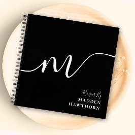 Cuaderno Calligrafía moderna en monograma Receta blanca neg