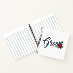 Cuaderno Calligrafía simple de Boda floral de Groom   Portá